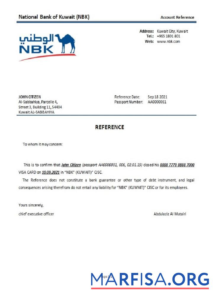 Realistic Kuwait National Bank of Kuwait closure reference real example